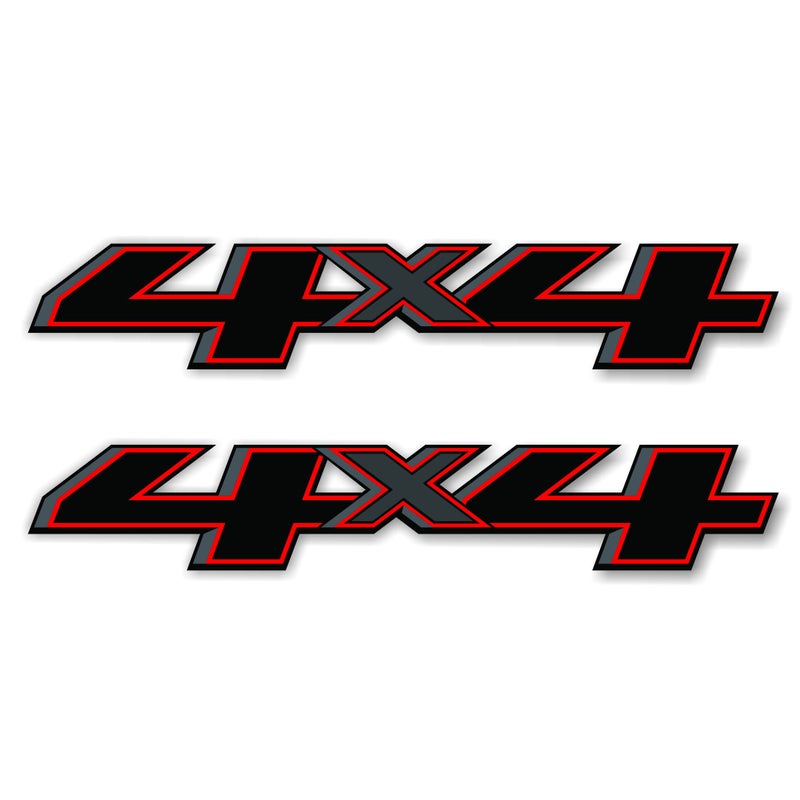 GOLD HOOK Premium Series 4x4 Bedside Replacement Decals for Chevy Silverado - Die-Cut Metalic Vinyl Stickers - Pair (Black) - Image 1